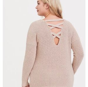 NEW! TAN CRISSCROSS BACK TUNIC SWEATER